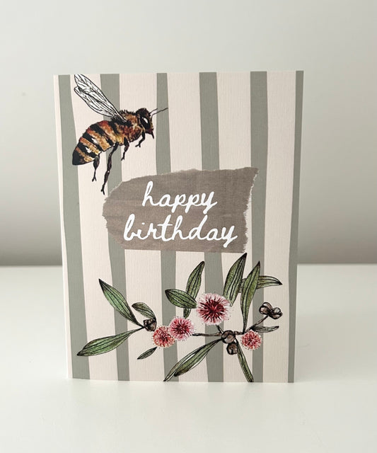 Greeting Card - Hakea Laurina & Bee - Happy Birthday