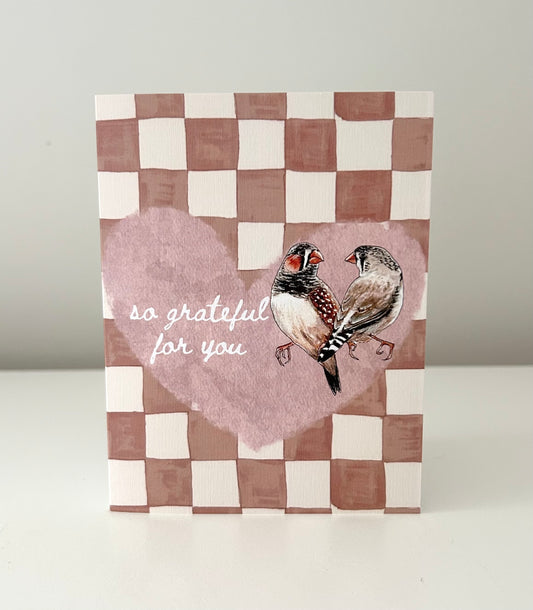 Greeting Card - Zebra Finch - Grateful